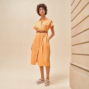 "Mosaïque" shirt-inspired zipper dress
